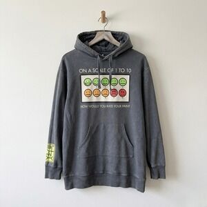 Disney Big Hero 6 Baymax Pain Scale Long Hoodie Gray Acid Wash Womens Medium